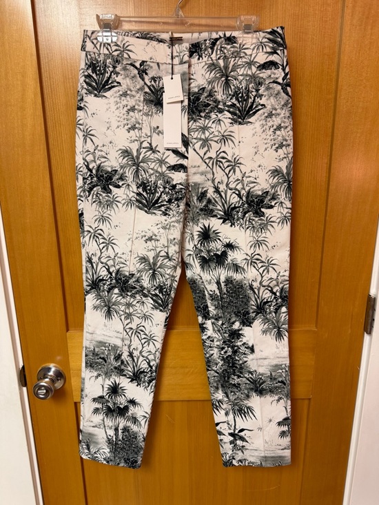 Adam Lippes Pants - Adam Lippes Black and White Tropical-Print Pants